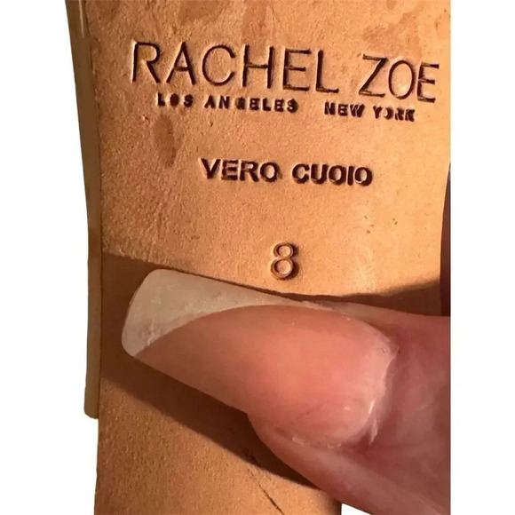 - Rachel Zoe  Beige Patent Leather Stiletto Sandals Size 8 Open Toe Ankle strap - Picture 5 of 10